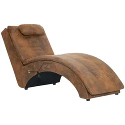 vidaXL Massage Chaiselongue mit Kissen Braun Wildleder-Optik