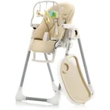 Sweety Fox Hochstuhl Baby mit Liegefunktion - Verstehllbar und Klappbar, Kinderstuhl mit Sicherheitsgurt - Mitwachsender Kinderhochstuhl 6 Monaten bis 3 Jahren, max. 15 kg - Beige