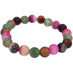 Armband FIRETTI "Schmuck Geschenk Armschmuck Armkette Edelstein Perlen, Onesize", rosa (pink, braun, grün, pink, braun, grün), Armbänder, Damen, Stein-Silikon, Stein, Silikon, Made in Germany - mit Achat