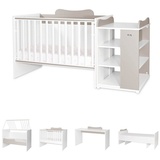 Lorelli Babybett Multi, Jugendbett, Schreibtisch, Wickeltisch, mehrfach umbaubar beige