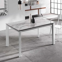 Ausziehbarer Esszimmer Tisch in Weiß und Hellgrau Keramikplatte