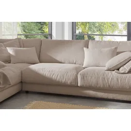 KAWOLA Ecksofa Madeline Cord Recamiere links taupe