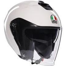 AGV - IRIDES E2206, Motorrad Jet-Helmet, Unisex, Helm mit Kratzfestes Visier mit UV-Schutz, Materia White, L