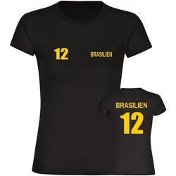 multifanshop Damen T-Shirt - Brasilien - Trikot Nummer 12 - Druck grün - Frauen