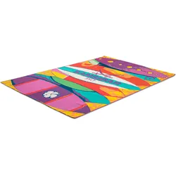 Teppich SANSIBAR "Rantum Beach SA-020", bunt, B:190cm H:5mm L:290cm, Polypropylen, Teppiche, Flachgewebe, modernes Design, Motiv Surfbretter, Outdoor geeignet