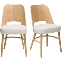 Skandinavische Stühle aus Eichenholz und Stoff mit Bouclé-Wolleffekt in Ecru (2er-Set) EDITO