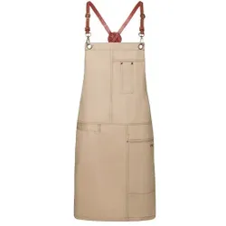 Karlowsky Urban X-Style Latzschürze, 68 x 80 cm, Schürze in Twill-Optik mit Kreuzträger zur Entlastung des Nackens, Farbe: beige