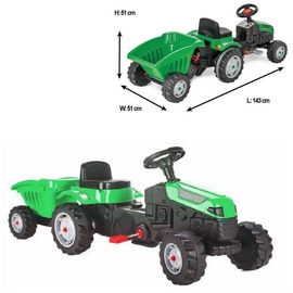 Pilsan Kindertraktor Active Pedale 07316 grün mit Anhänger ab 3 Jahren bis 50 kg grün