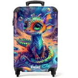 noboringsuitcases NoBoringSuitcases.com Kinder Koffer 55x35x20 cm 36L, Fröhliche Drucke für Kinder: Bunt - Drache Reisekoffer, mit 4 Rollen