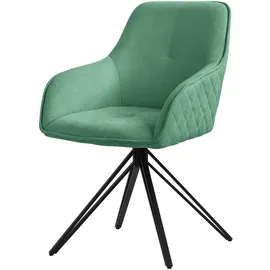 ML-Design Esszimmerstuhl Grün Textil Webstoff 360° Drehstuhl, Armlehnen, Rückenlehne,