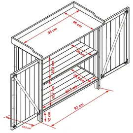 HABAU Gartentisch mit Unterschrank, grau, 98 x 48 x 95 cm