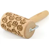Folkroll "3D-Motiv-Teigrolle", braun, L:9,5cm, Buchenholz, Teigroller, Halloween