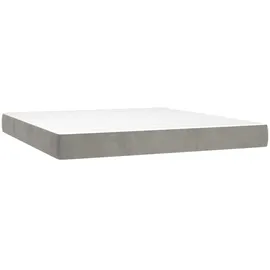 vidaXL Boxspringbett mit Matratze & LED Hellgrau 180x200 cm Samt