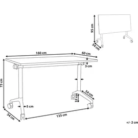 Beliani Zusammenklappbarer Schreibtisch Cavi 160 cm) 60 cm mit Rädern