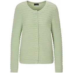 Strickjacke GOLDNER "Ajourjacke in Querrippen-Optik", Damen, Gr. 50, grün (salbei), Obermaterial: 100% Baumwolle CO., Strickjacken Strickjacke, modischer Strukturstrick