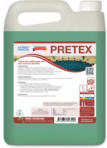 PRETEX Textilspray, Vorreiniger zur Behandlung von Laufstraßen und stark verschmutzten Teppichfläche, 5 Liter - Kanister