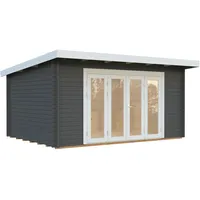 Palmako Gartenhaus Lea 14,2 m2 - 44 mm dunkelgrau/weiß