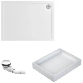 Schulte Duschwanne Adria aus hochwertigem Sanitäracryl, 120x90 cm inkl. Wannenträger, Ab- und Überlaufschutz, Pflegeleicht und alterungsbeständig, Größe wählbar