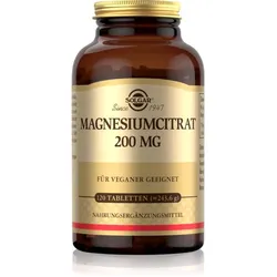 Solgar Magnesiumcitrat 200 mg Tabletten zur Reduzierung von Müdigkeit und Erschöpfung, für gesunde Zähne, Knochen und Muskeln 120 KAP
