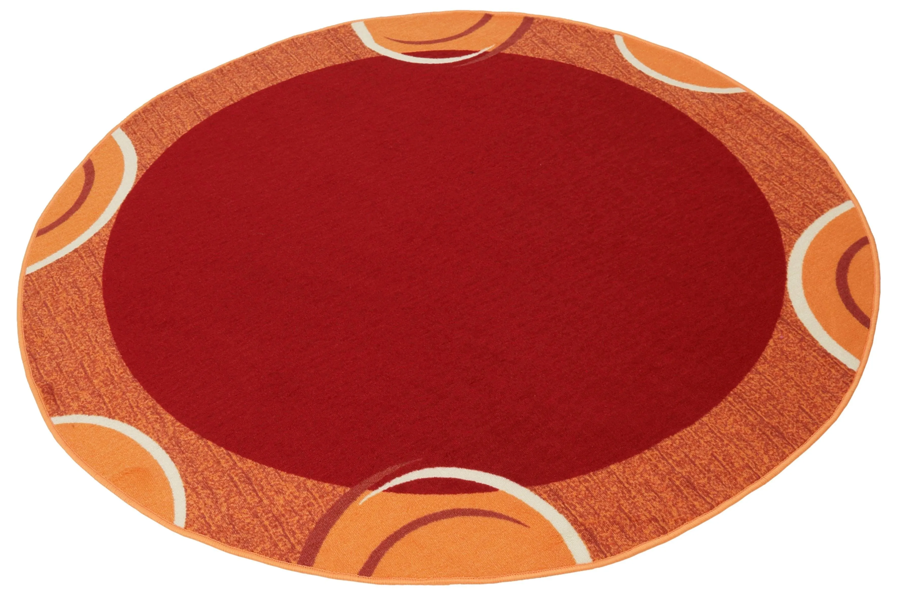 Teppich THEKO "Loures" Teppiche Gr. Ø 190 cm, 6 mm, 1 St., orange (terra) Esszimmerteppiche Kurzflor, mit moderner Bordüre, ideal im Wohnzimmer & Schlafzimmer