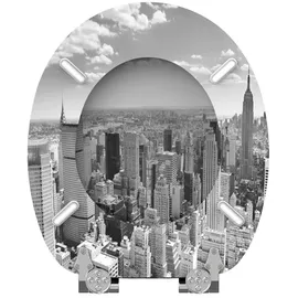 Sanilo WC-Sitz Skyline New York, Hochwertiger und Stabiler Toilettendeckel aus Holz