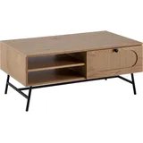 FineBuy Couchtisch FineBuy Sofatisch Schublade Rattan 100 cm Wohnzimmertisch Stauraum