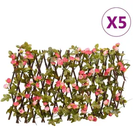 vidaXL Sichtschutzhecke 180 x 20 cm rosa PVC 5 St.