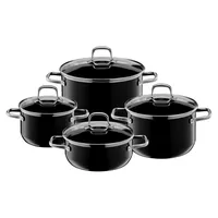 Topfset Elegance Line Induktion 4-teilig, Kochtopfset mit Glasdeckel, Silargan Funktionskeramik, e Induktions Töpfe, schwarz - Schwarz