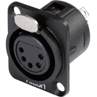 HICON HI-X5DF-G XLR-Steckverbinder Flanschbuchse, Kontakte gerade Polzahl: 5 Schwarz