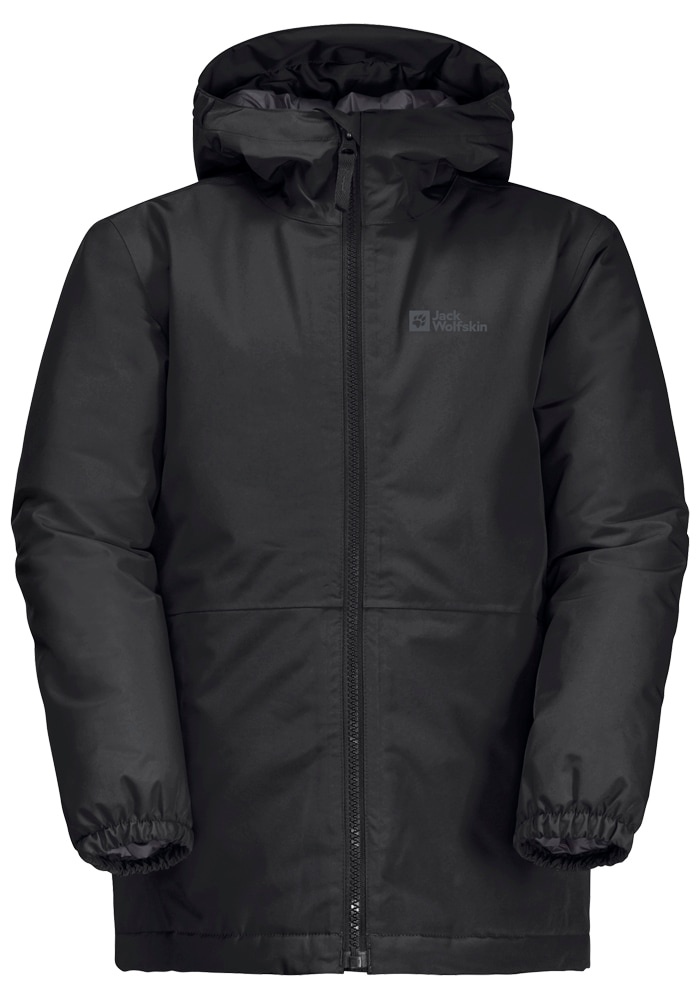 Winterjacke JACK WOLFSKIN "BERGLAND JACKET K" Gr. 164, schwarz (black) Kinder Jacken Westen