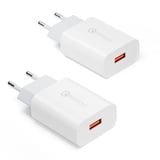 2 Stück USB Ladegerät, Quick Charge 3.0 Schnellladegerät Netzteil 3A Ladeadapter Schnellladestecker für Samsung Galaxy S23/S22/S21/S20/S10/S9/S8/A51/A14, iPhone, iPad, Huawei, Xiaomi, LG und mehr