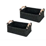 NANANA Aufbewahrungskiste Filz Ablagekorb Wohnzimmer Couchtisch Aufbewahrungsbox Tuch Filz Aufbewahrungskorb für Schlafzimmer Wohnzimmer Büro, Zeitschriften Oder Spielzeug,Multi-Size,Schwarz,L