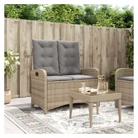 VidaXL Gartenbank Verstellbar mit Kissen Beige Poly Rattan