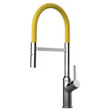 VIZIO Wasserhahn Küchenarmatur BOD mit 360° Schwenkbarem Auslauf Abnehmbare 2 Strahl Handbrause Verchromt Gelb