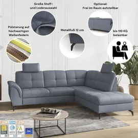 sit&more Ecksofa SIT & MORE "Zora", grau, B:262cm H:92cm T:164cm, Sofas, Ecksofa