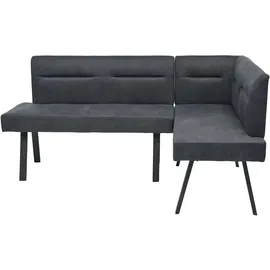 byLIVING "MONTREAL", anthrazit, schwarz, B:181cm H:87cm T:56cm, Stahl, Stoff, Sitzbänke, Eckbank, Microfaser, bis 330 kg, Taschenfederkern, Ziernaht im Rücken