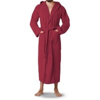 OAHOO Bademantel Unisex Frottee Bademantel mit Kapuze 100% Baumwolle, Extra-Lang rot XXL