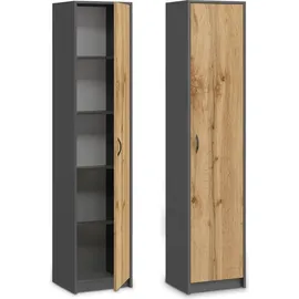 home collective Bücherregal Kleiderschrank 40 x 35 x 180 cm Anthrazit/Eiche