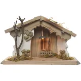 Kaemingk LED Holz Krippe mit Moos 11,5 x 30 x 18,5 cm