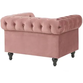 Beliani Sessel CHESTERFIELD Samtstoff 72 x 75 x 80 cm Rosa mit Rollen
