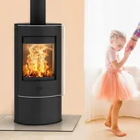 FIREPLACE Elite Angerona Kaminofen Stahl Schwarz mit Abdeckplatte Glas