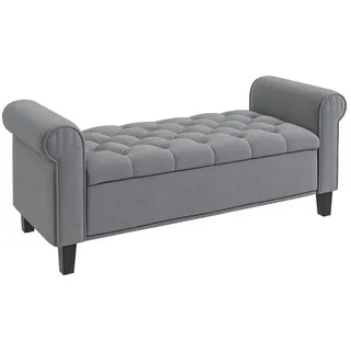 Homcom Polsterbank Flurbank, mit Stauraum, in Samtoptik, 126 x 48,5 x 47 cm (Bettbank, 1-St., Sitzbank), für Schlafzimmer, Grau grau