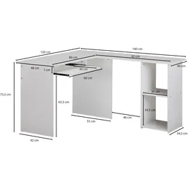 FineBuy Eckschreibtisch Weiß