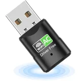 650Mbps USB WLAN Stick für PC WiFi Adapter, Mini Dual Band 2.4GHz + 5GHz Wireless Adapter Empfänger 802.11 ac/n/g/b Netzwerk Dongles, für PC Windows XP/7/8/10/11/Vista Keine CD benötigt Plug & Play