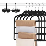 Tinfol Hosenbügel aus Samt, platzsparend, schwarz, rutschfest, Hosenbügel mit Haken, für Jeans, Hosen, Hosen, Kleiderbügel, Kleiderbügel, Schrank-Organizer, perfekt für Hosen, Hosen, Jeans, 6 Stück