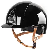Reithelm Cromo Smart Polish mit Beigen Kinnriemen Black/Polish / M
