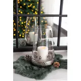 Edzard Windlicht Bora Keramik/Glas Silber-Optik