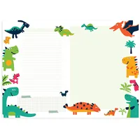 Friendly Fox Dino Schreibtischunterlage Papier, 1x DIN A2 Kinder Schreibtischunterlage, 25 Blatt Block zum Malen Schreiben