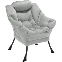 EUGAD Relaxsessel (1-St), Sessel Samt, Liegesessel, mit Armlehnen Rüchenlehe grau|silberfarben