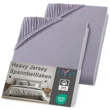 nyvi Spannbettlaken DreamScience Heavy Jersey 120 x 200 - 130 x 200 cm grau 2 St.